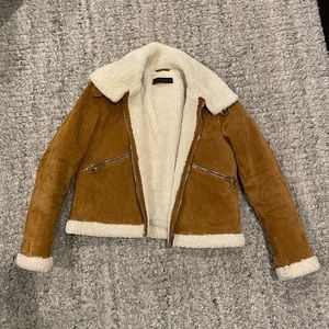 Zara genuine suede shearling coat